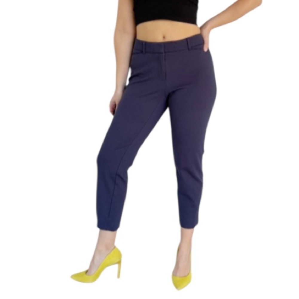 White House Black Market navy blue mid rise slim ankle crop pants size 8